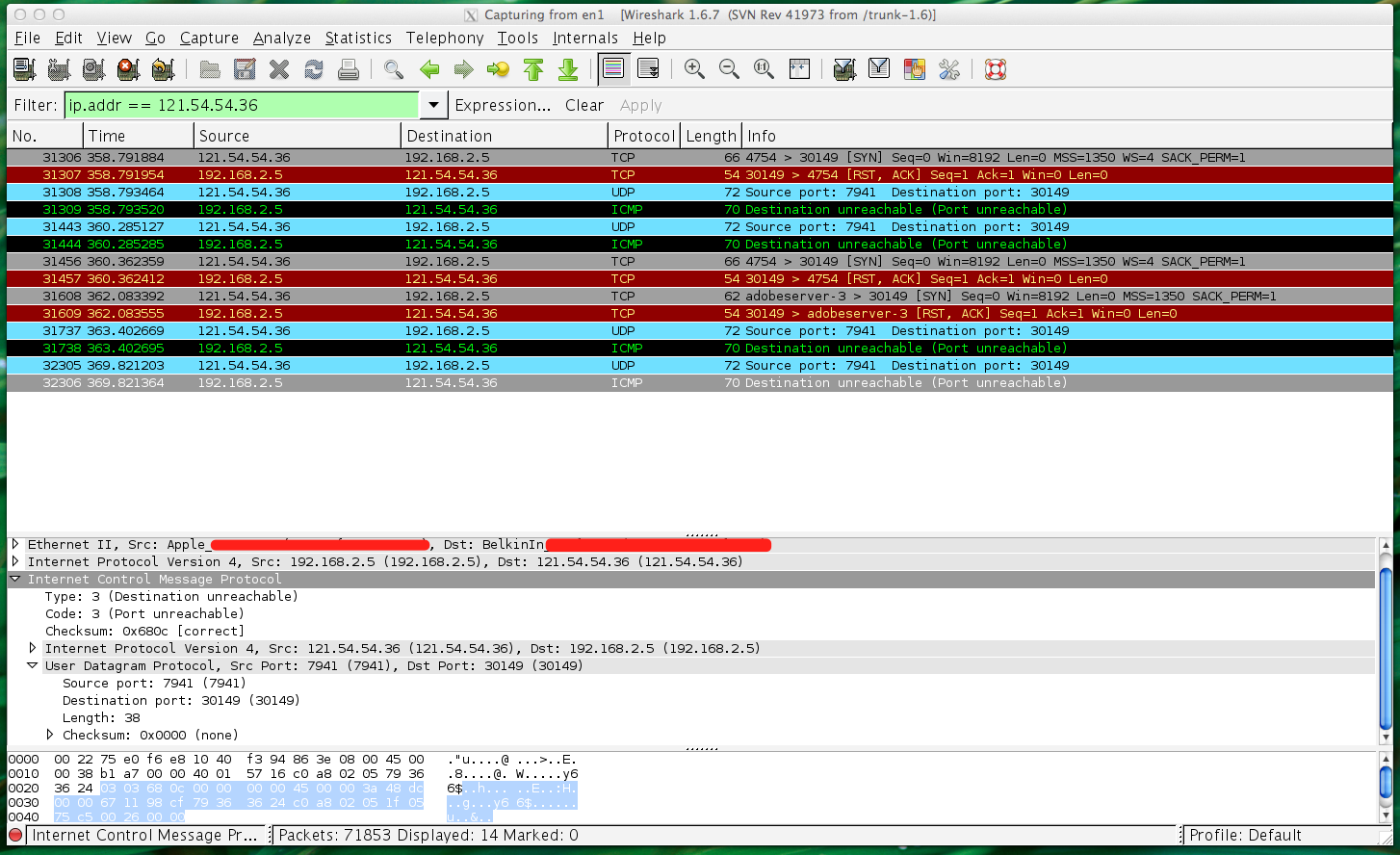 Wireshark search for mac